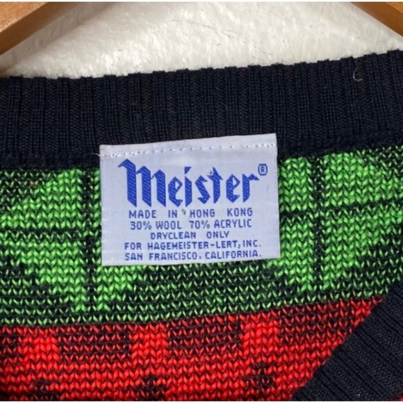 Vintage Meister Ski Sweater Wool Acrylic Geometric Neon 80's Sweater Sz S UNISEX - Picture 3 of 11
